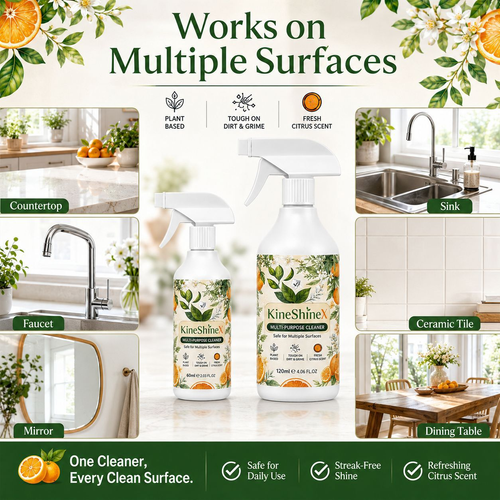 Multifunctional Cleaning Spray for Kitchen and Bathroom: Countertops, Sinks, Tiles, and Glass – Removes Grease and Limescale