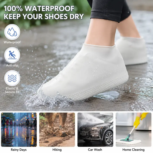 2 Count, Waterproof Anti-slip Thickened Wear-resistant Stretchy Shoe Covers for Outdoor Rainy Day Walking and Daily Travel