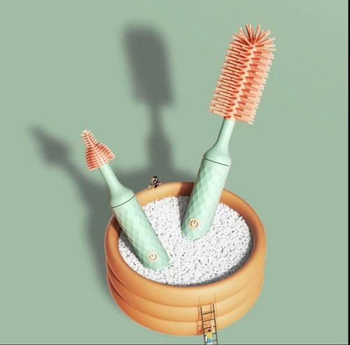 Electric Bottle Brush Set, Including USB Rechargeable Silicone Bottle Brush with Nipple Brush & Straw Cleaner, Baby Bottle Cleaning Tool Kit