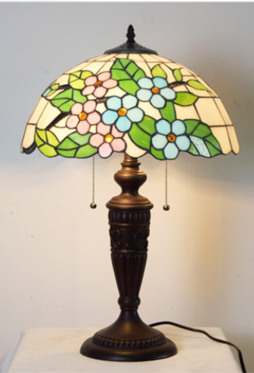 Tiffany Luxury Stained Glass Table Lamp Modern Design with Flexible AC Power for Interior Decoration & Bedside Reading Book