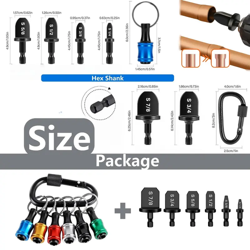 Swaging Tool Drill Bit Set, HVAC Repairing Set Air Conditioner Copper Pipe Reamer, Manual Pipe Swage Tool Drill Bit Soft Copper tubing Bits Set