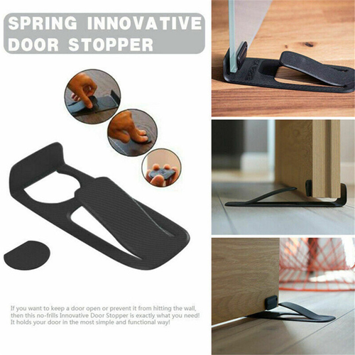 Spring Door Stopper Plastic Door Draft Buffer Block Wedge Wall Protector With Protective Rubber Bands Anti-slip Door Wedge