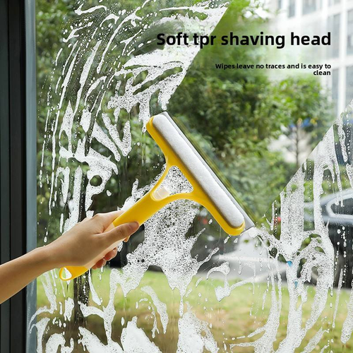 Multifunctional Three-in-One Cleaning Squeegee Double-Sided Wiping with Liquid-Added Nozzle Plastic,Silicone Handle