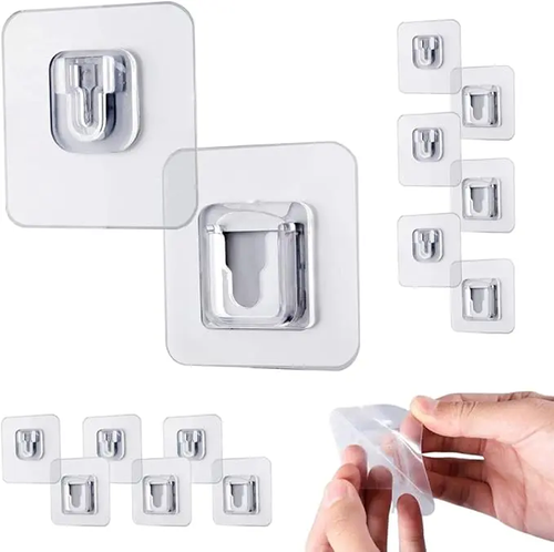 20-Pair Double-Sided Adhesive Wall Mounted Hooks – Smooth Waterproof Strong Hold Hangers for Kitchen, Bathroom, Wooden & Metal Walls, No-Drill Damage-Free Storage for Towels, Keys, Loofahs & Light Items, Easy Installation & Removal