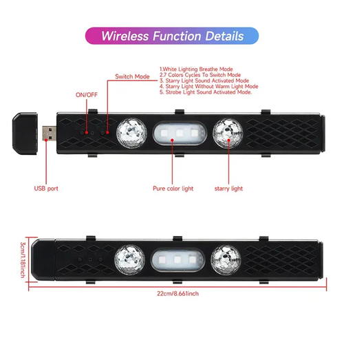 Car LED Decorative Ambient Light In-car USB Charging Foot Modification Free Wiring Colorful Voice Controlled Atmosphere Light