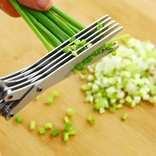 Stainless Steel 5 Blades Scallion Cutter Scissors, Multi-Layer Sharp Kitchen Herb Shears for Chopping Chives Cilantro Seaweed Chili, Safe PP Handle Easy Clean Multipurpose Food Cutting Scissors for Home Cooking