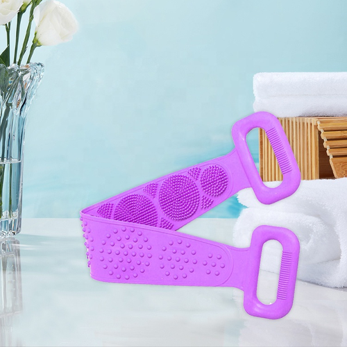 Exfoliating Long Silicone Bath Shower Scrubber with Deeply Cleansing Massage for Back & Body Skin Care