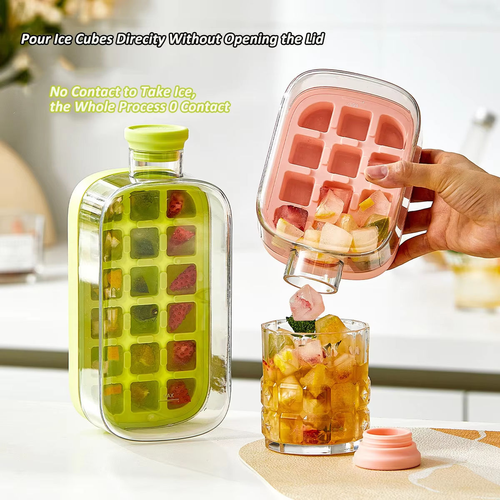 800ML(2pcs) Ice Cube Tray With Straw 2 in 1 Ice Cube Bottle Portable Silicone Ice Cube Maker Reusable Icecup Ice Cube Mold Tool