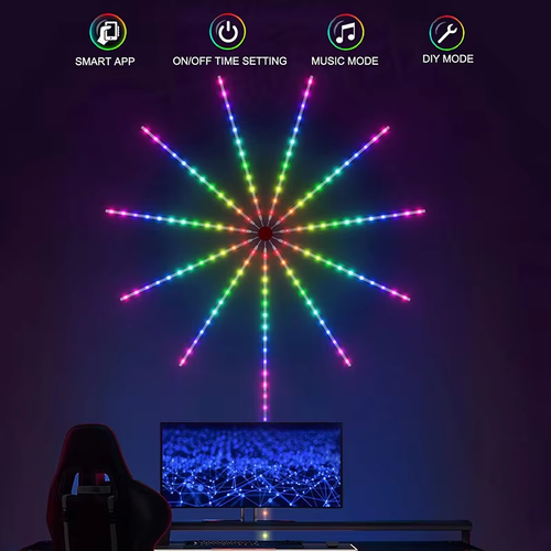 Smart Firework LED Lights Music Sync App and Remote Control LED Strip Lights for Room Festival Decor