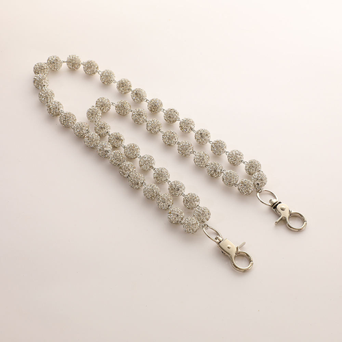 10mm White Disco Ball Beaded Layered Pendant Bag Jeans Pocket Belt Necklace Chains Rhinestone Beads Wallet Chain for Men Woman