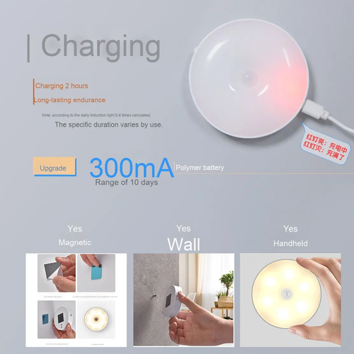 2Pcs Yellow Light And 2Pcs White Light Sensor Intelligent Human Body Sensor LED Night Light