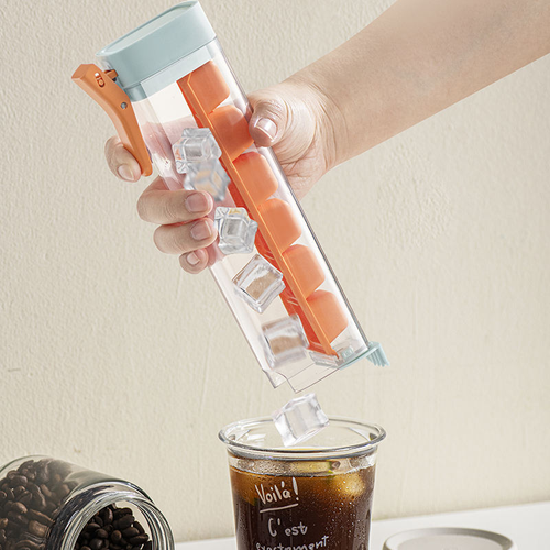 Easy Demould Ice Maker with Handle Single Hand Press Ice Cube Tray Convenient Ice Tray for Chilling Beverages