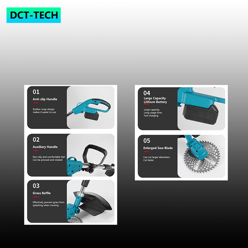 Industrial Grade 1200W 21v Brushless Motor Lawn Mower Long Battery Life Agricultural Harvesting Weeding Machine