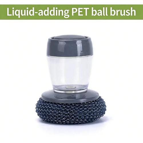 Automatic Liquid Filling Palm Brush with Comfort Handle, Ergonomic Non-slip Grip, Durable Bristles - Kitchen Gadgets, Cleaning Supplies for Sink Pot Bowl Cleaning, Detachable Head, Removable & Washable Multi-Purpose Home Care Sponge