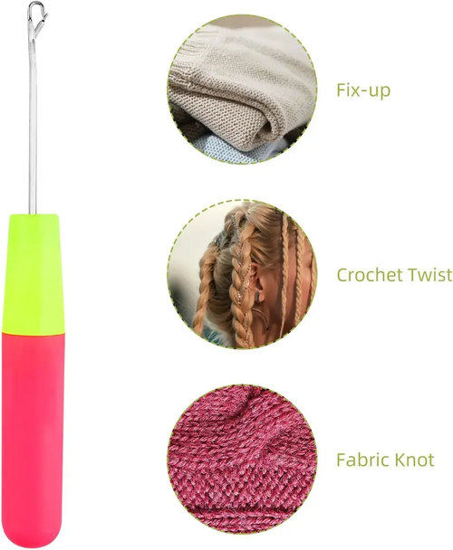 4Pcs Latch Hook Tool, Latch Hook Crochet Needle for Micro Braids, Hair Extension, Feather and Carpet