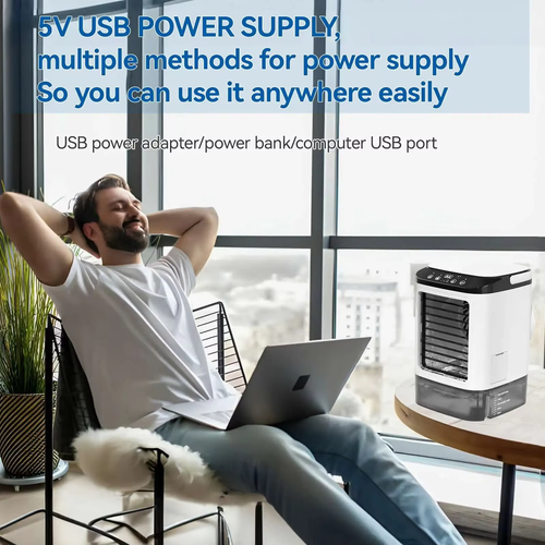 USB Portable Evaporative Air Cooler , Quiet Desk Fan – Energy-Efficient, Eco-Friendly Design with 3 Speed ​​Settings,Suitable for Home and Office Use