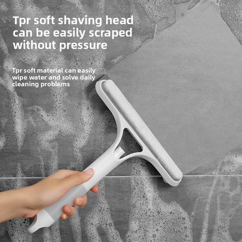 Multifunctional Three-in-One Cleaning Squeegee Double-Sided Wiping with Liquid-Added Nozzle Plastic,Silicone Handle