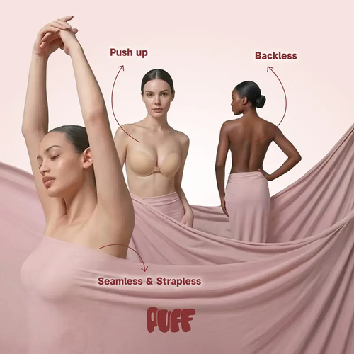 Sticky Bra – VIRAL No.1 Push-up Sticky Bra, Waterproof & Sweat-proof Invisible Bra, Reusable Silicone Adhesive Bra for Women, Includes Storage Board & Replaceable Pads