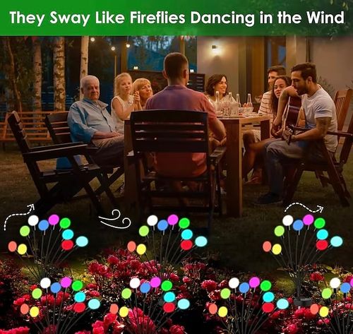 💥💥💥Outdoor Solar Garden Light Waterproof 8 Head Firefly Light Starburst Swaying Solar Firefly Light💥