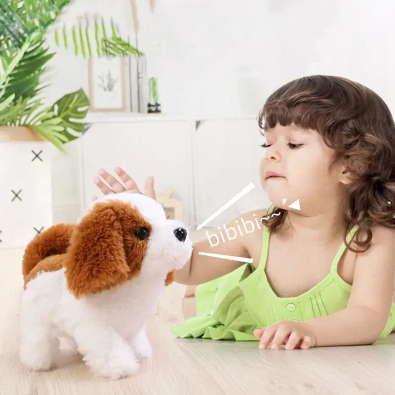 🐶🐶🐶Simulation Electronic Walking Puppy Pet Plush Toy Barking Tail Wagging Battery Controlled Kawaii Interactive Toy