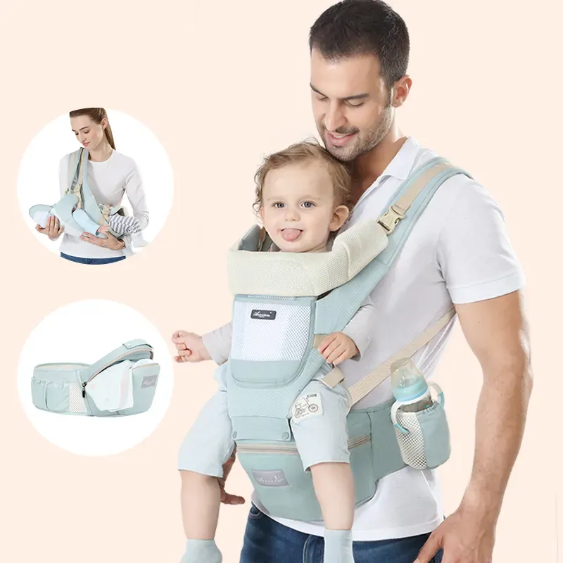👶Baby carrier waist stool front holding baby holding artifact multifunctional four seasons universal stool pure cotton breathable baby carrier