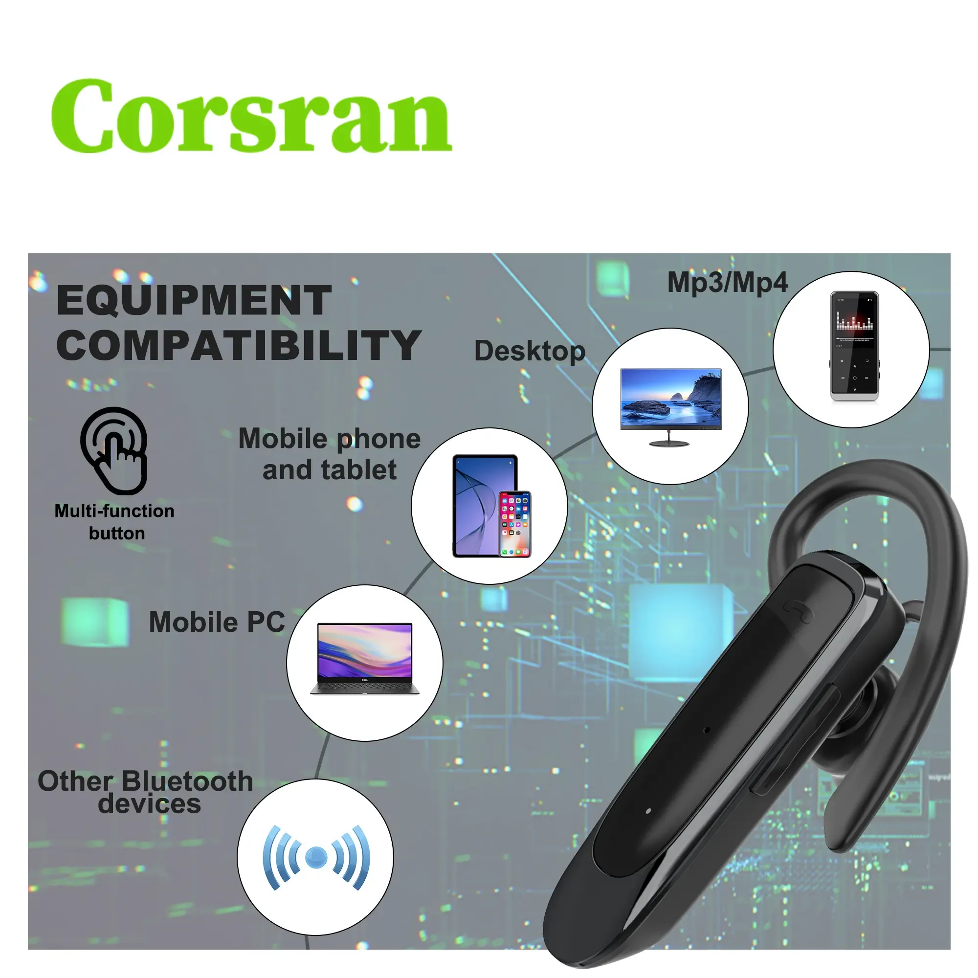 👂🎁💥16h business headset wireless earbuds one-hand drive HD call headset microphone business headset