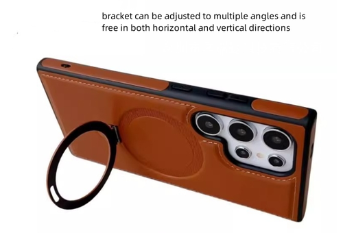 New Design High Quality Full-Coverage Shockproof Leather Magnetic Stand Phone Case for Samsung S24