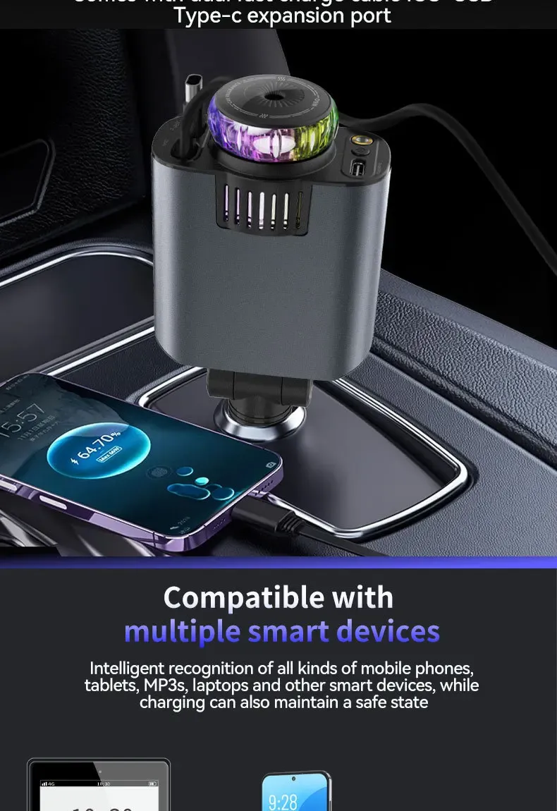 45W 12-24v Starry Top 12-24v Fast Charge 5 in 1 Integrated Car Aromatherapy Mobile Phone Charger