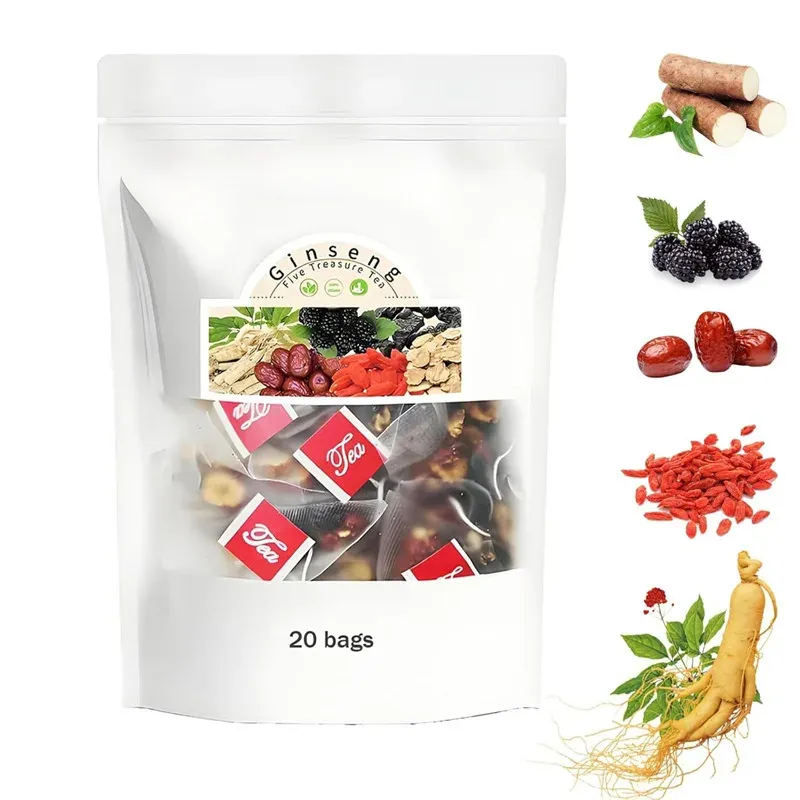 Men's High Quality Ginseng Polygonatum Mulberry Wolfberry Five Treasures Tea Organic Kidney Cleansing and Detoxification