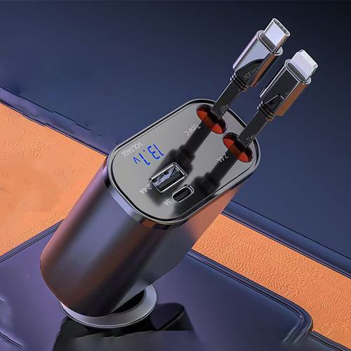 4 in 1 66W Retractable Car Charger Adapter USB Super Fast Electric Fast Phone Charger Car Charger Adapter