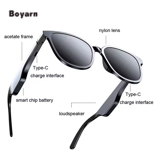 Unisgen Custom logo Wireless Audio sunglasses Computer frame Smart glasses with Bluetooth headset lens position stylish