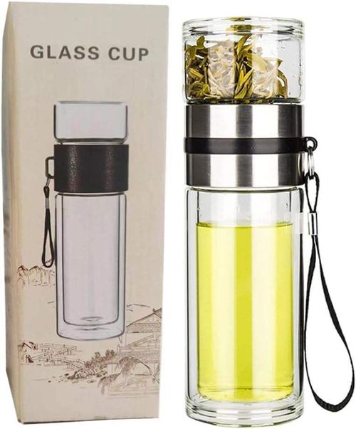 14oz Glass Tea Infuser Bottle and Water Bottle Separation Tea Bottle Mug Cup with Tea Infuser, Infusion Mug