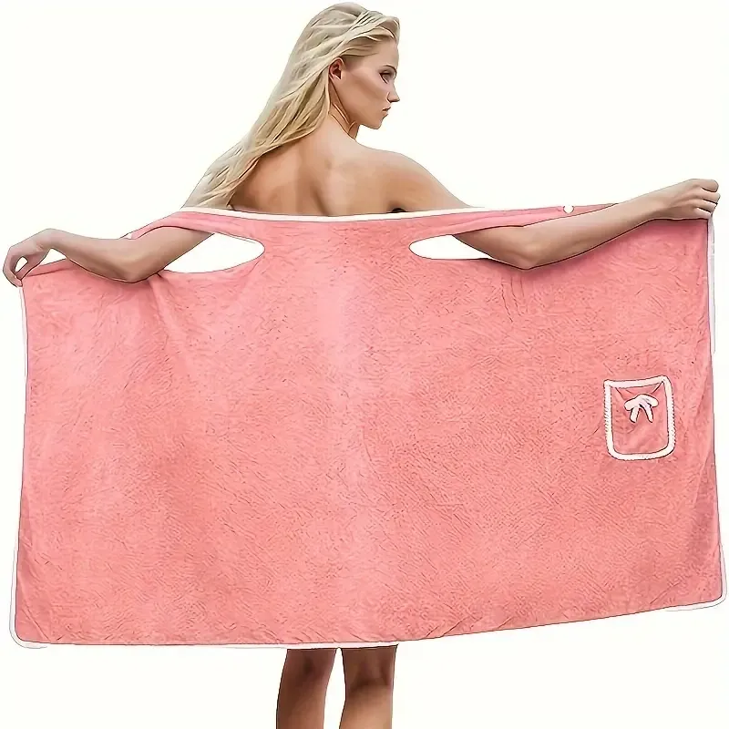 1pc Coral Velvet Wearable Bath Towel Skirt for Women - Soft