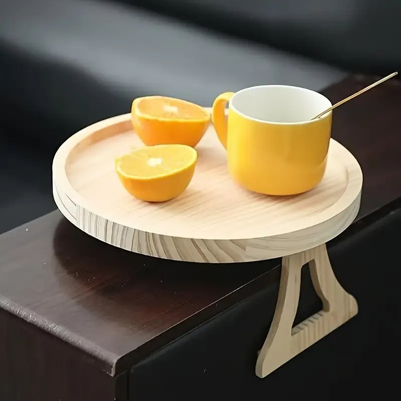 Vintage Hardwood Bamboo Sofa Armrest Tray - Foldable