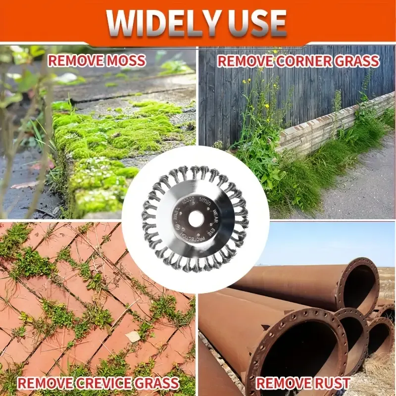 8 Inch Steel Wire Brush Garden Weed Whacker, Metal Material, for Lawn Mower, Grass Trimmer, Weed Trimmer Head