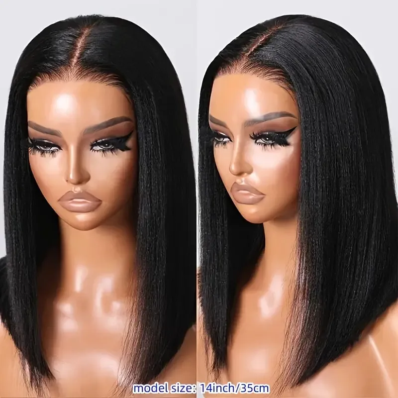Klaiyi Yaki Straight Put On and Go Glueless Bob Wig 7x5 Pre-Cut Lace Closure Wig Beginner Friendly Flash Sale
