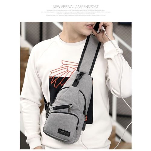 MeiJieLuo Men Casual Outdoor Travel Crossbody Bag With USB Port