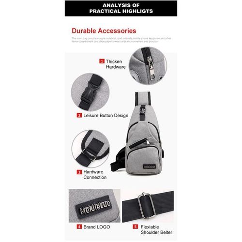 MeiJieLuo Men Casual Outdoor Travel Crossbody Bag With USB Port