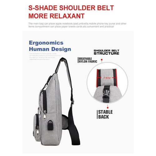 MeiJieLuo Men Casual Outdoor Travel Crossbody Bag With USB Port
