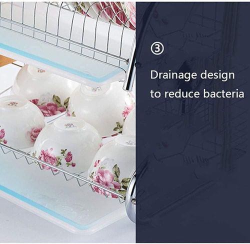 16" Stainless Steel Dish Drainer With Cup And Cutlery Holder