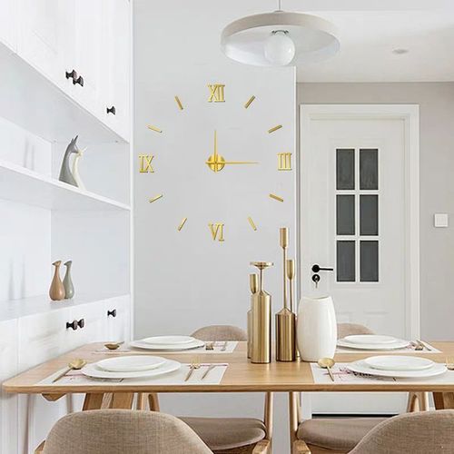 DIY Wall Clocks 3D Mirror Stickers Large Wall Clock -Gold