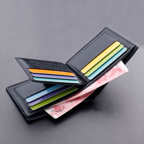 Men's Short Leather Wallet Card Holder Money Organizer Black