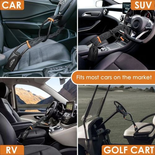 Universal Steering Wheel Lock Anti-Theft Device - Black