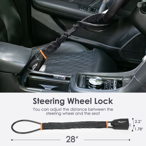 Universal Steering Wheel Lock Anti-Theft Device - Black