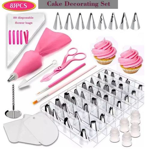 83 Pcs Cake Decorating Turntable Piping Tip Nozzle Pastry Bag Set Diy Kit