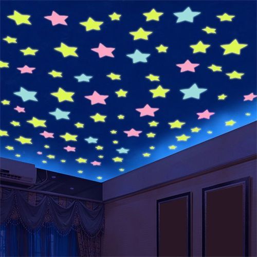 100pcs 3D Stars Glow In The Dark Wall Stickers Luminous