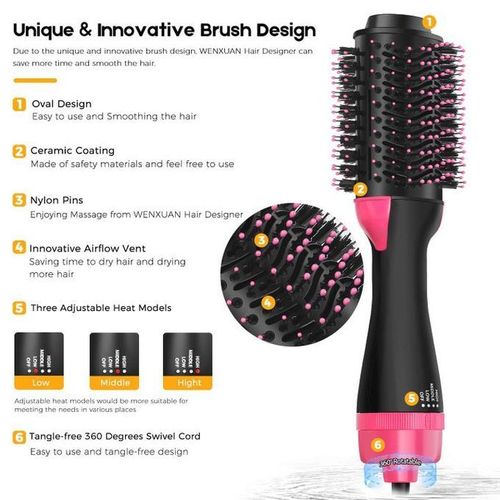2 In 1 Multifunction Hair Dryer Straightener Curler Blow Hot Brush Electric Comb Stretcher