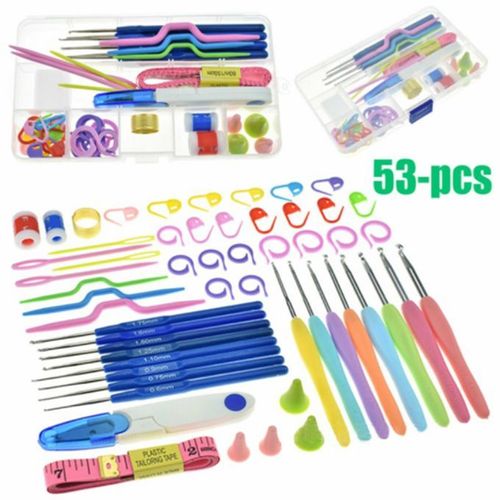 53 Pieces Set Yarn Knitting Crochet Hook Set With Box