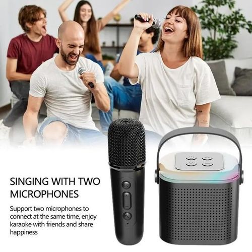 Y1-Single Mic Wireless Microphone Bluetooth Speaker Home Edition - Black