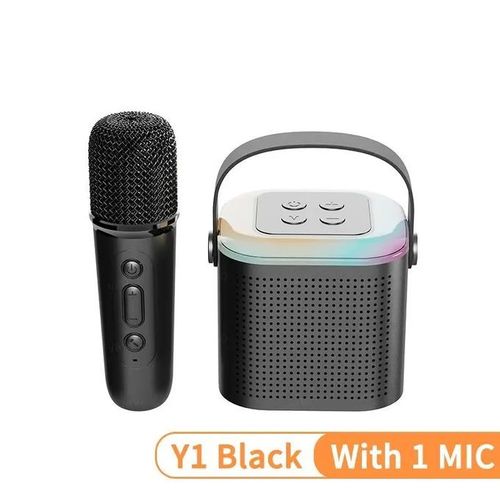 Y1-Single Mic Wireless Microphone Bluetooth Speaker Home Edition - Black